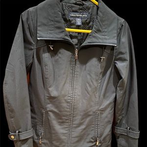 Black hooded rain jacket